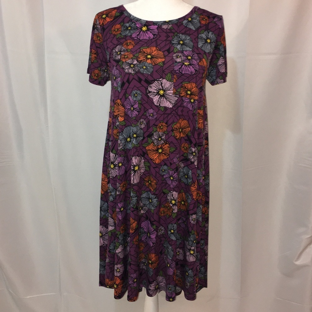 LulaRoe Carley Floral Dress purple XS